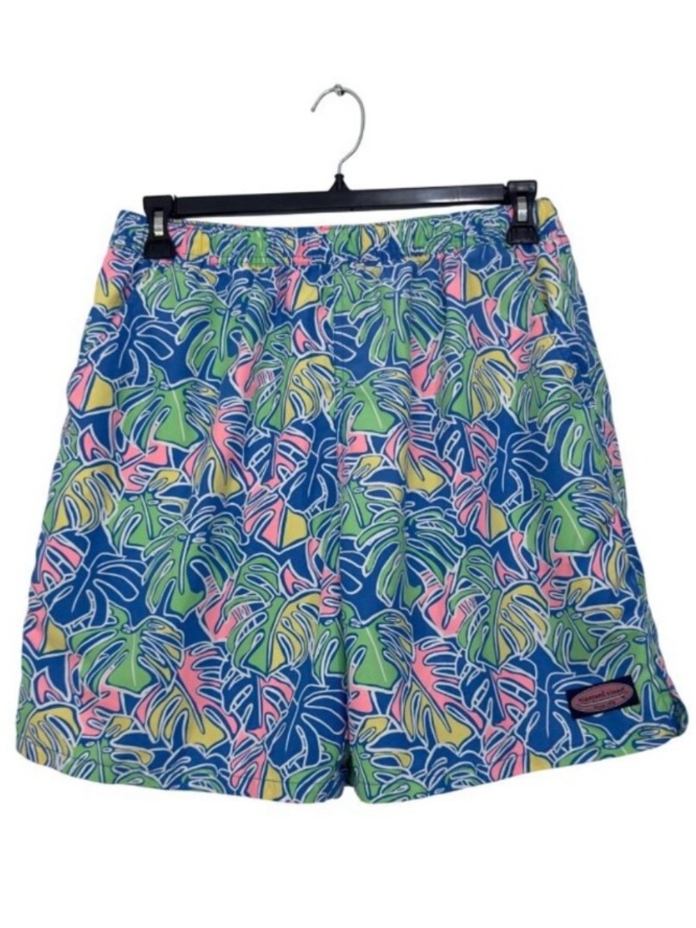 Vineyard Vine -Tropical Leaf Print Men’s Swim Shorts - Blue, Green, Pink, Yellow